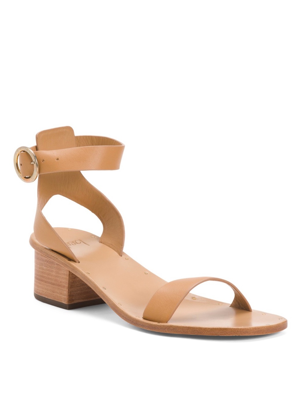 NWT! beek Tan Leather Sapphire Ankle-Strap Block Heel Sandal